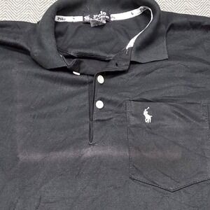 Polo Ralph Lauren Mens Black Short Sleeve Pocket Polo Shirt White Pony Logo